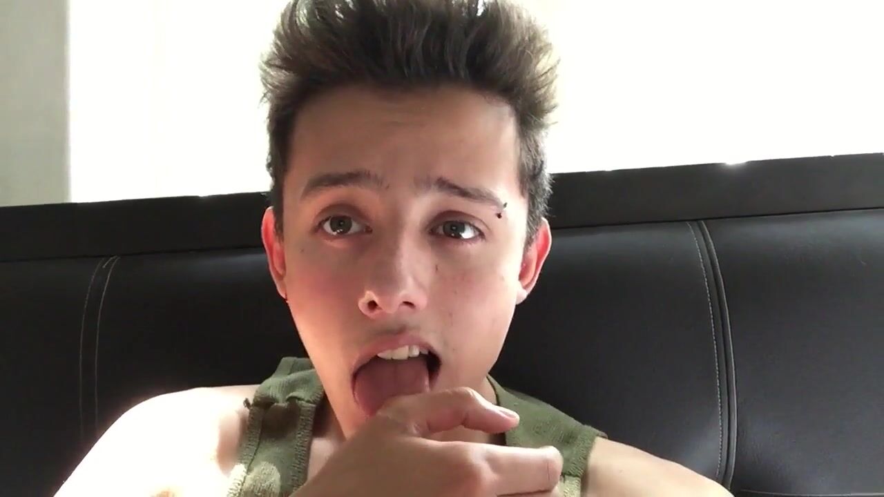 Skinny teen wanks and tastes his cum twink porn
