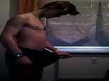 Skinny 18yo boy jerks off in bathroom