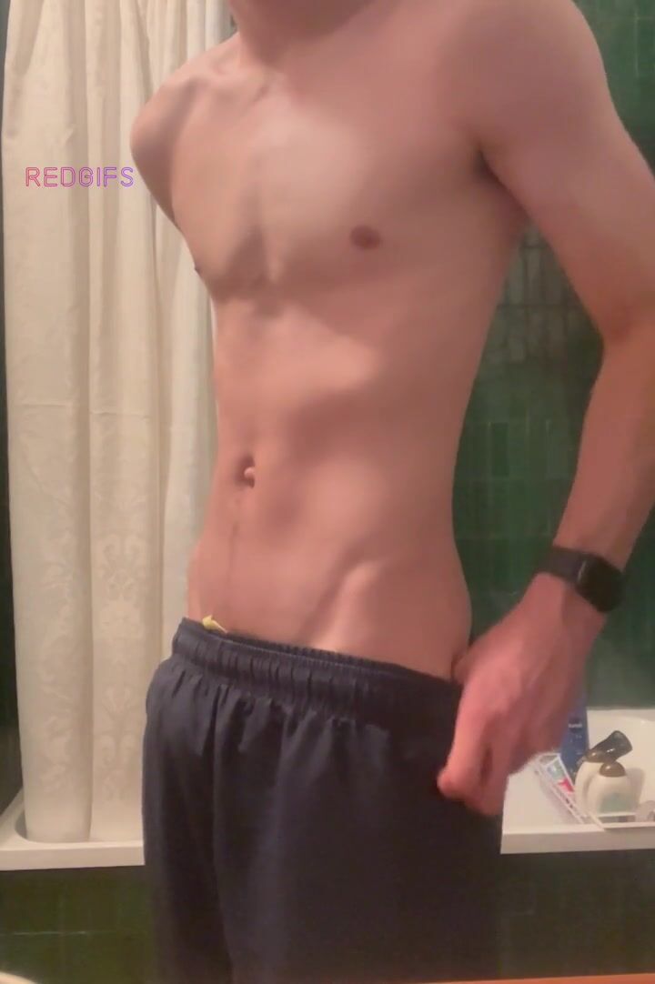 Slender twink unveils big cock in bedroom boys porn