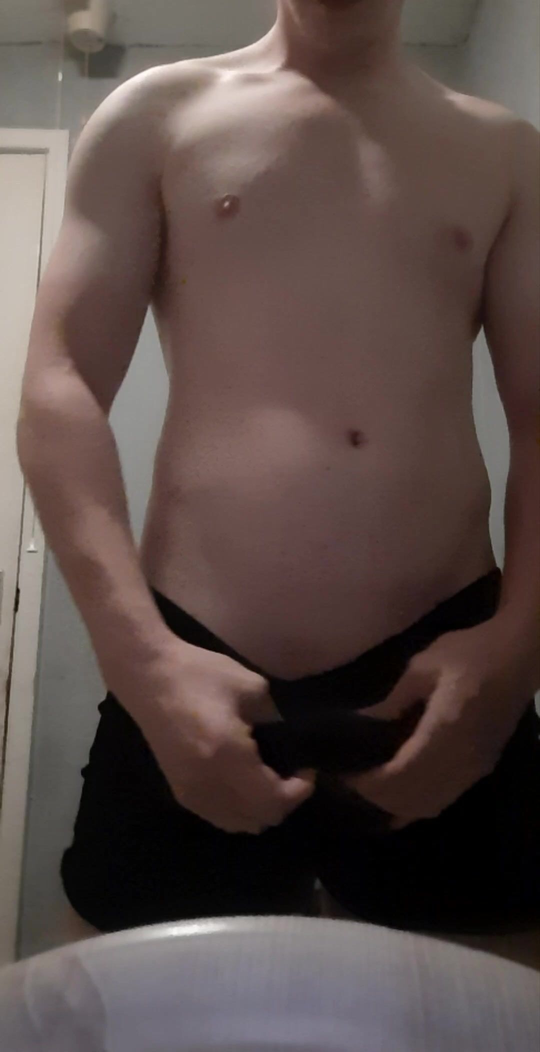 Slim boy piss on himself