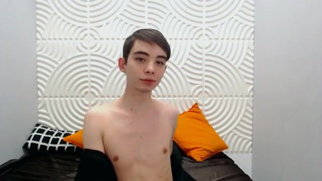 Slim boy plays with his ass and cums show porn