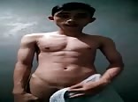 Slim indonesian shows his big cock