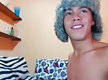 Young smooth boy naked with fur hat