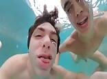 Pool boys sneak off for gay fun