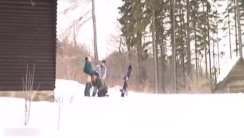 Snow day bareback boys group fuck
