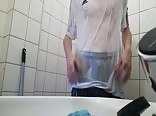 Hot soccer stud wanks in shower gear