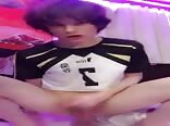 Solo gay boy dildo play