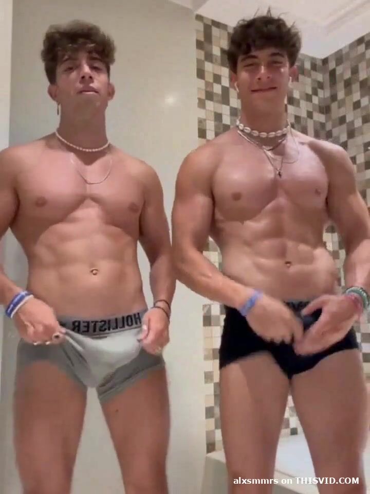 Spanish brothers whip out & jerk their massive cocks