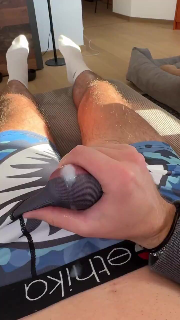 Hot twink spunking through underwear