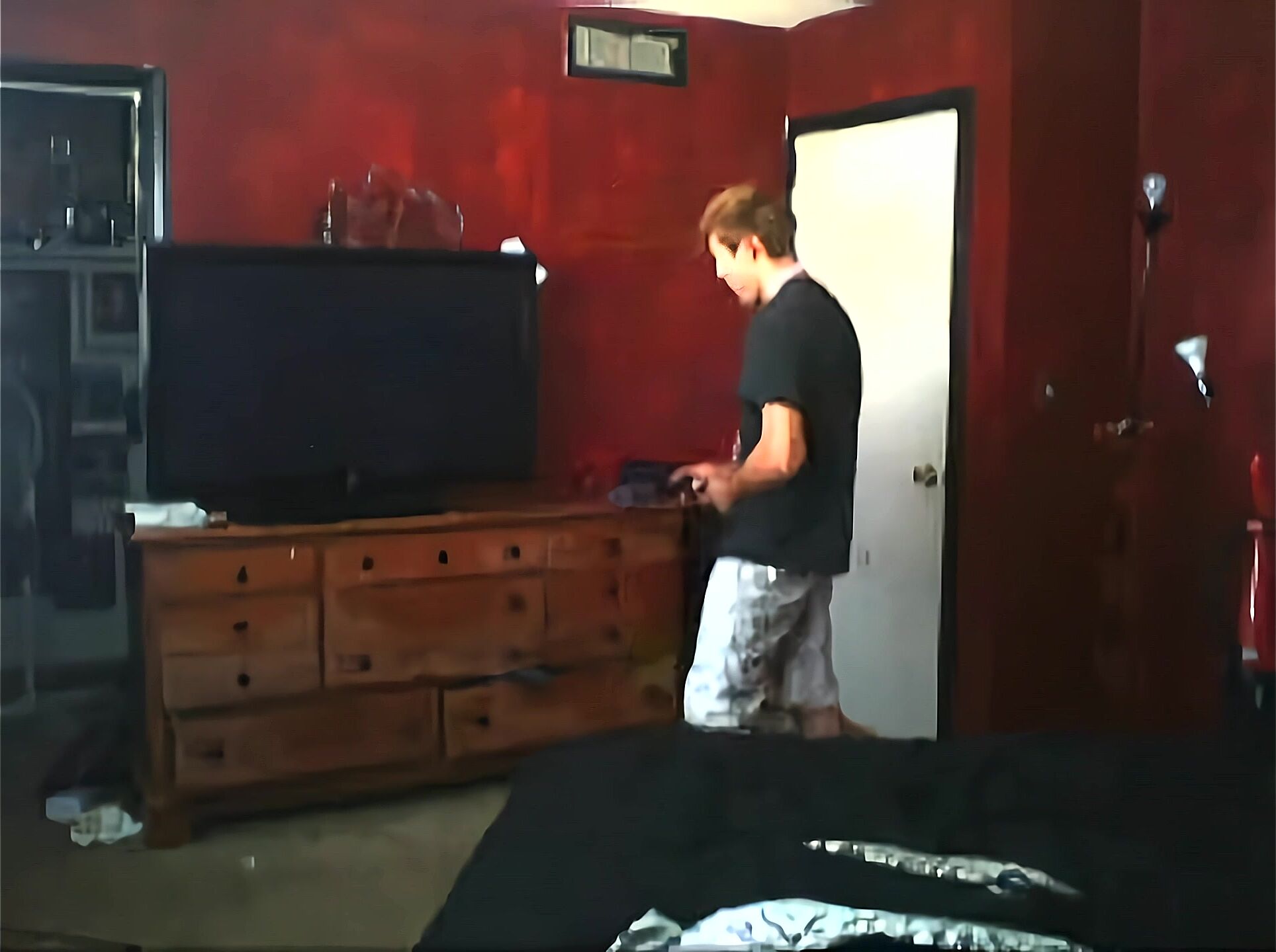 Spy-cam ginger bro is caught wanking off - ai enhanced