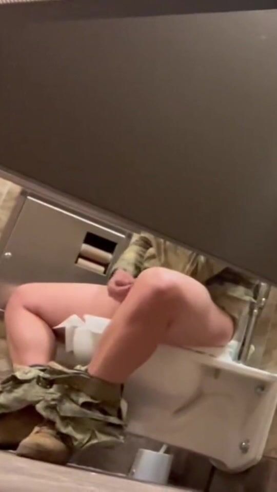 Soldier caught jerking off in toilet