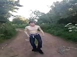 English lad strips and walks nude