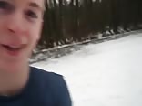 Naked in the snow: strips and stays exposed
