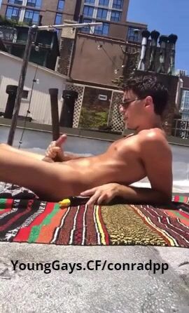 Roof jerk off for horny student