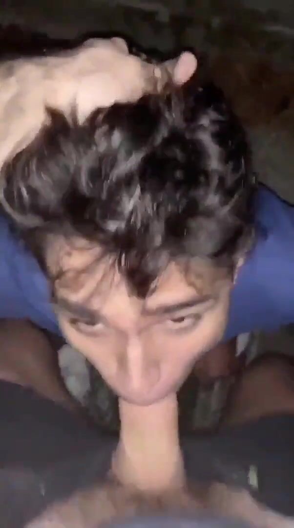 Sucking his friends cock quick outside