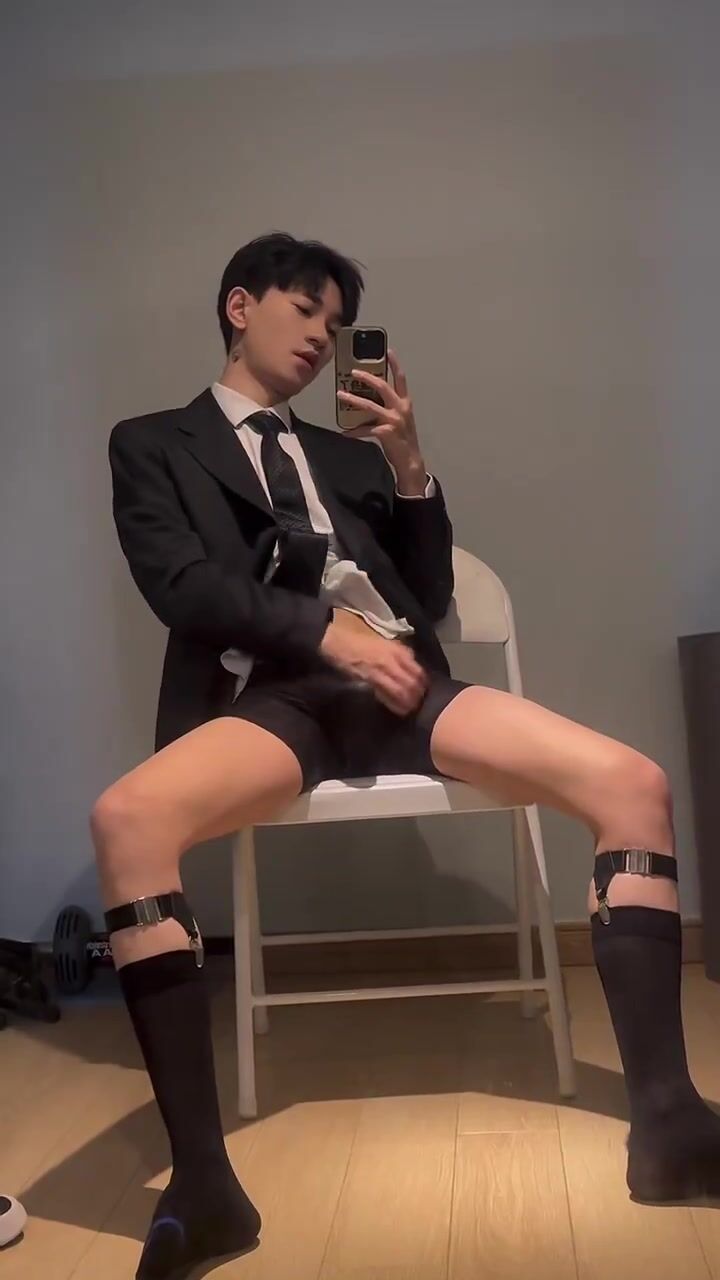Suit twink takes raw daddy cock