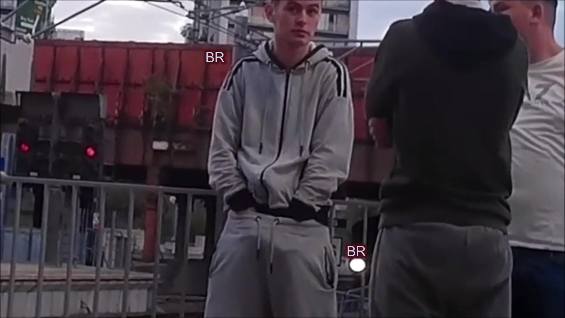 Sweatpants crew freeballing hand in pants