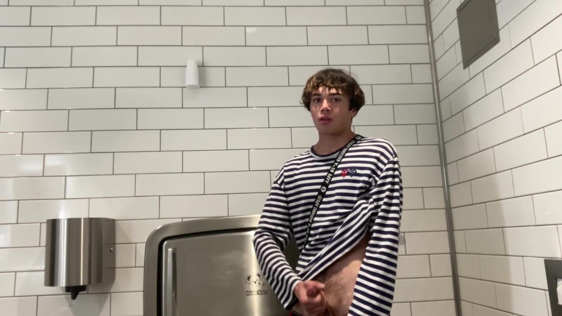 Gay teen jerks off in walmart public restroom