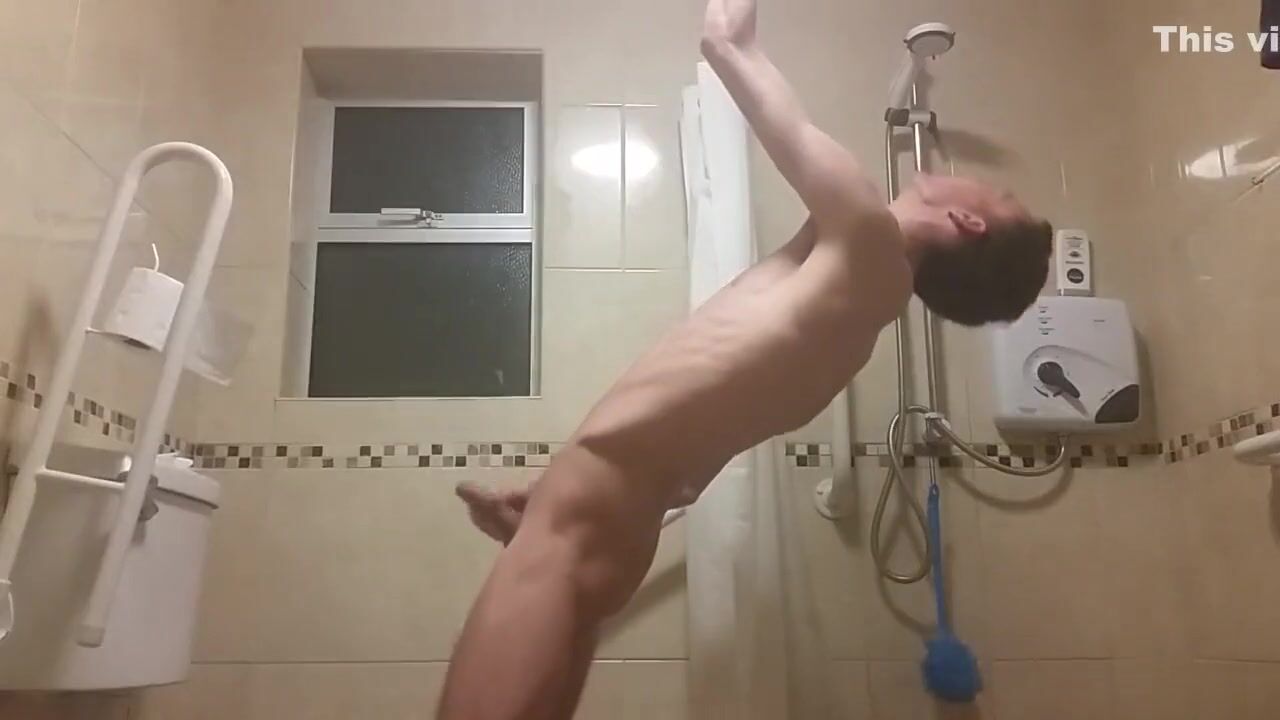 Tall slim twink strokes his hard cock