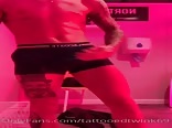 Tattooed lad sunbed gay porn time