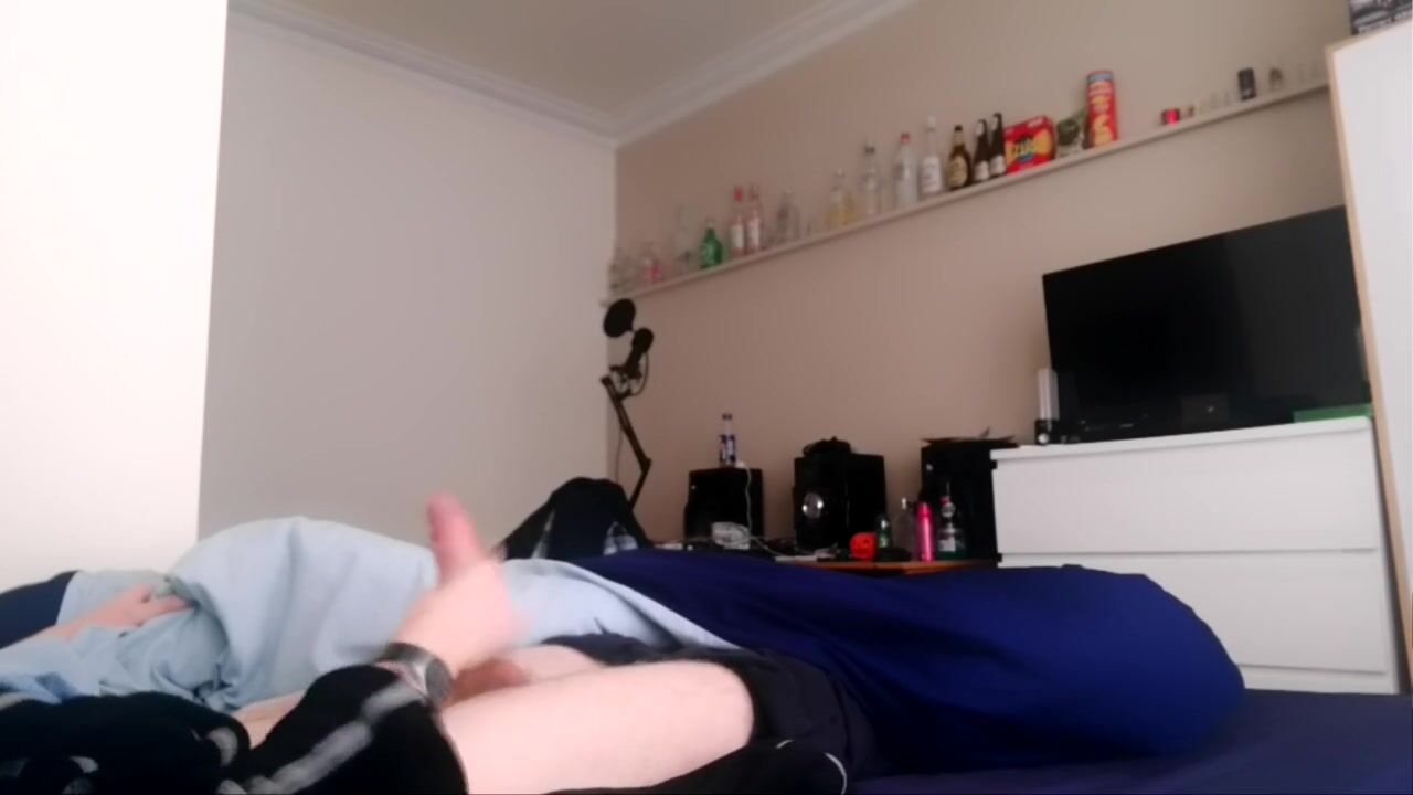 20 year old twink strokes big cock in uni room