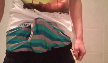 Teen boy unloads in his underwear