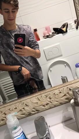Teen gets it out in the bathroom