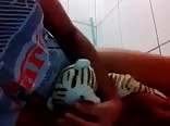 Teen humps his toy hard