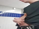 Teen jacks off in school bathroom