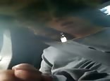 Teen jerking his dick in a car