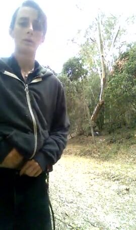 Outdoor teen jerk-off session