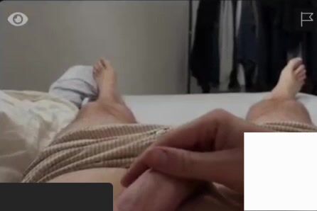 Teen strokes his big dick