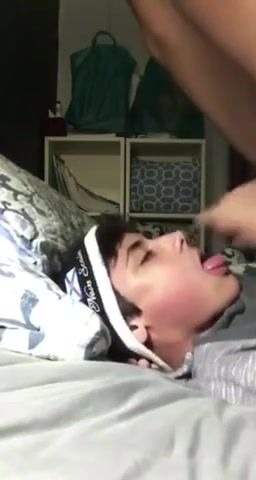 Teen twink boy self sucks his cock