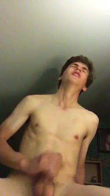 Teen twink boy solo cumshot