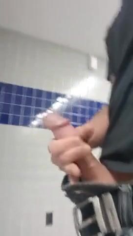 Teen wanks in school bathroom cum