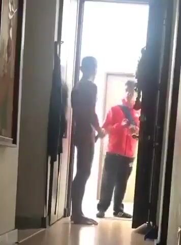 Delivery boy can't resist his cock