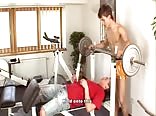 Muscular twink and daddy love the gym