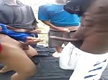 Outdoor trio fun with horny boys