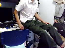 Trying on new slacks