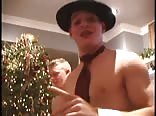 Twin brothers kissing