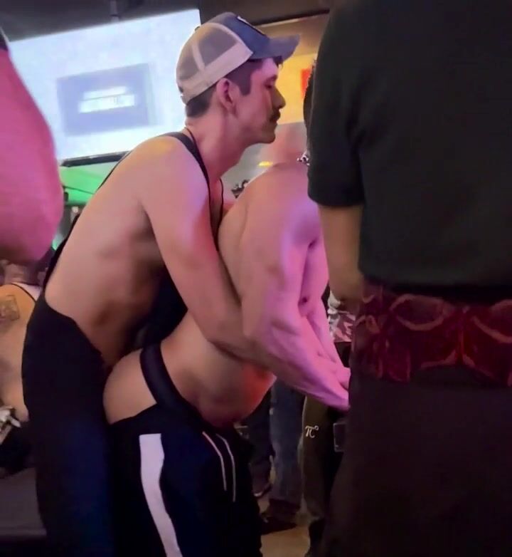 Twink bent over bar table & barebacked