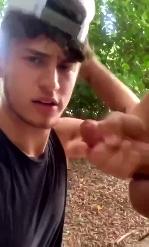 Twink gives bj to uncut cock outdoors and swallows cum porn