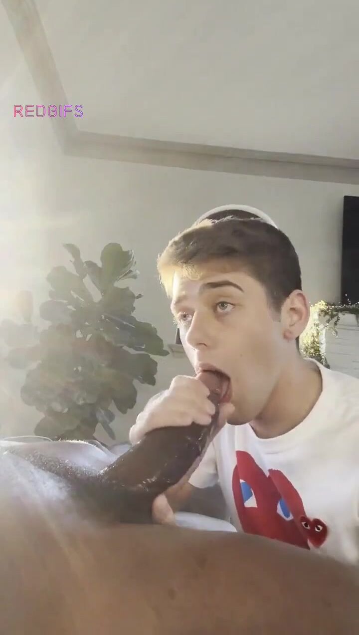 Twink sucks massive bbc cock