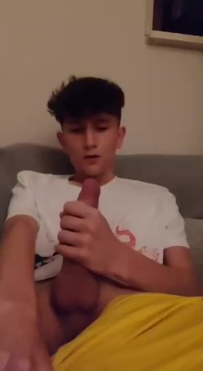 Horny twink wanks hard after school - cum boys