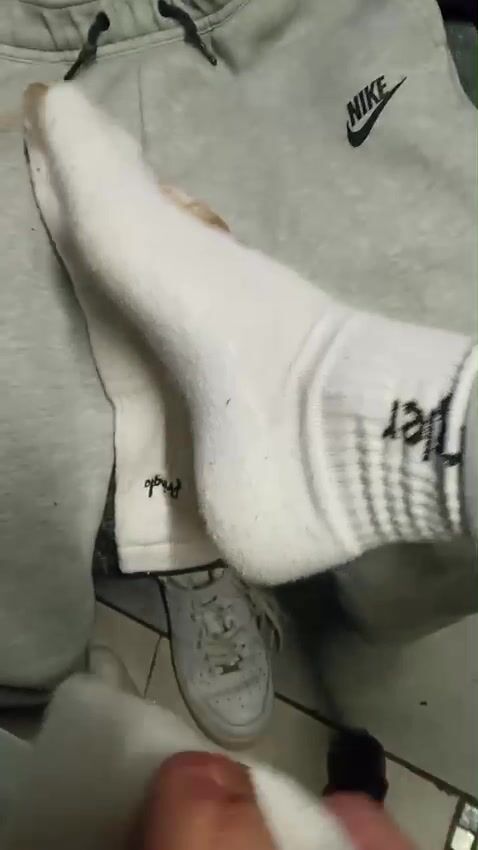 Hot twink wanks spunk in socks