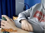 Twink in sweatshirt levis masturbates on his bed