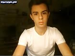 Twink jerking his big thick uncut cock