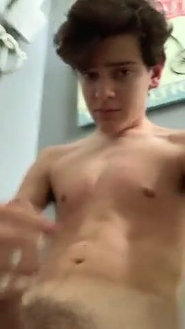 Twink strokes his cock until he cums 7