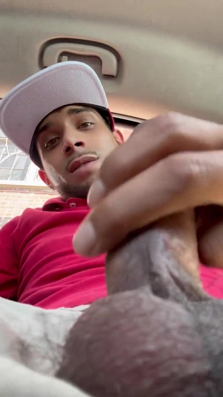 Twink jerks his small cock in car and cums 204