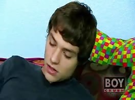 Twink boy crush strokes his cock in bedroom